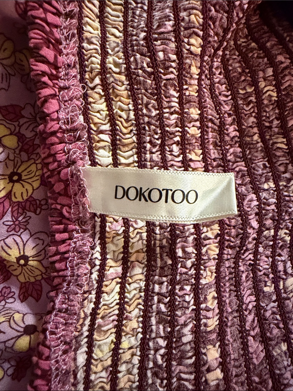 Smocked Floral Wide-Leg Jumpsuit in Lavender Pink - Picture 6 of 8